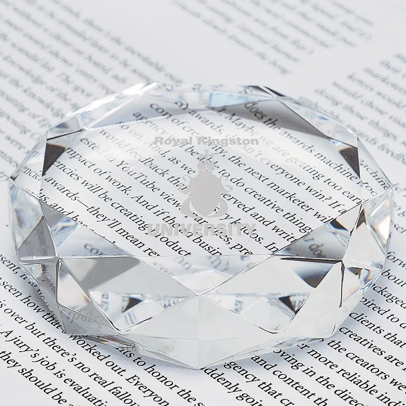 Crystal Paperweight Gem Cut Octagon Face - 2.75 in - product view 4