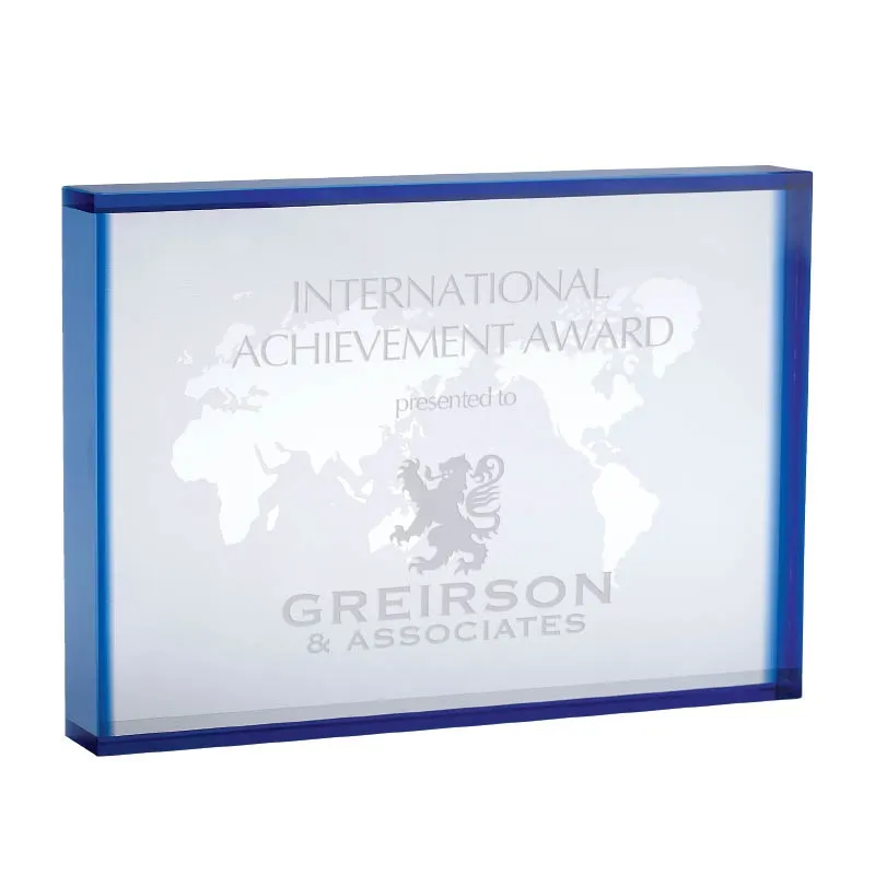 Crystal Award Rectangular World Map Design - 7 x 5 in - product view 2