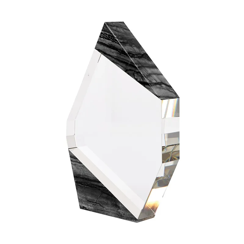 Crystal Award Polygon with Black Marble Trim - 8 in - product view 2