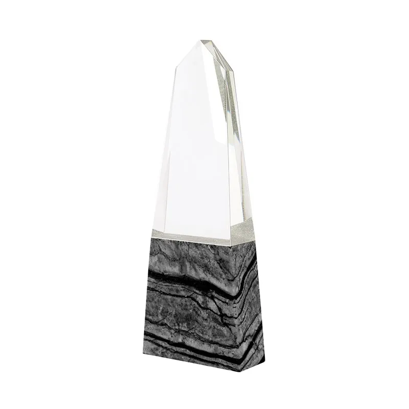 Crystal Obelisk Award with Black Marble Base - 10.44 in - product view 2
