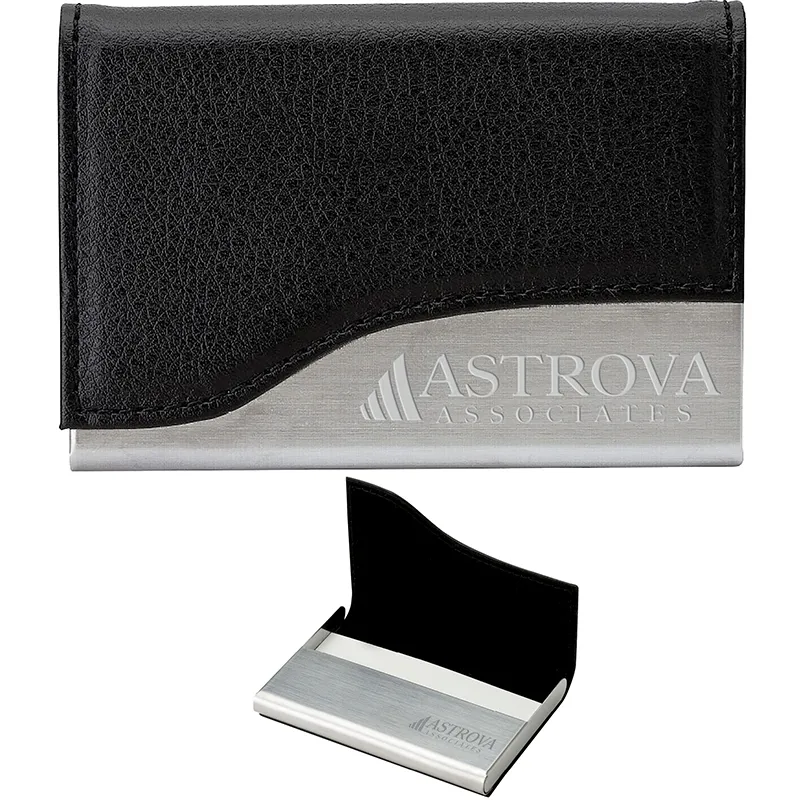 Business Card Case Curved Leatherette Magnetic - 3 5/8 in