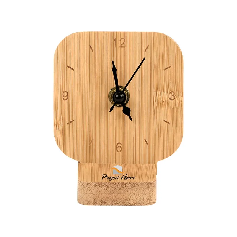 Desk Clock Bamboo Natural Grain Minimalist - 3 3/8 in