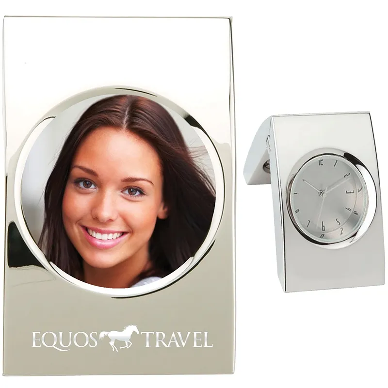 Folding Clock Photo Frame Chrome Hinged - 1 3/16 in