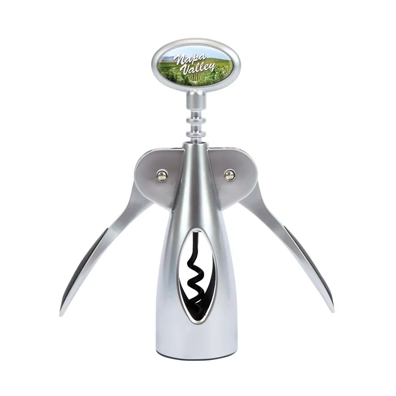 Corkscrew Wine Opener Wing Style Matte Silver - 6 5/8 in H
