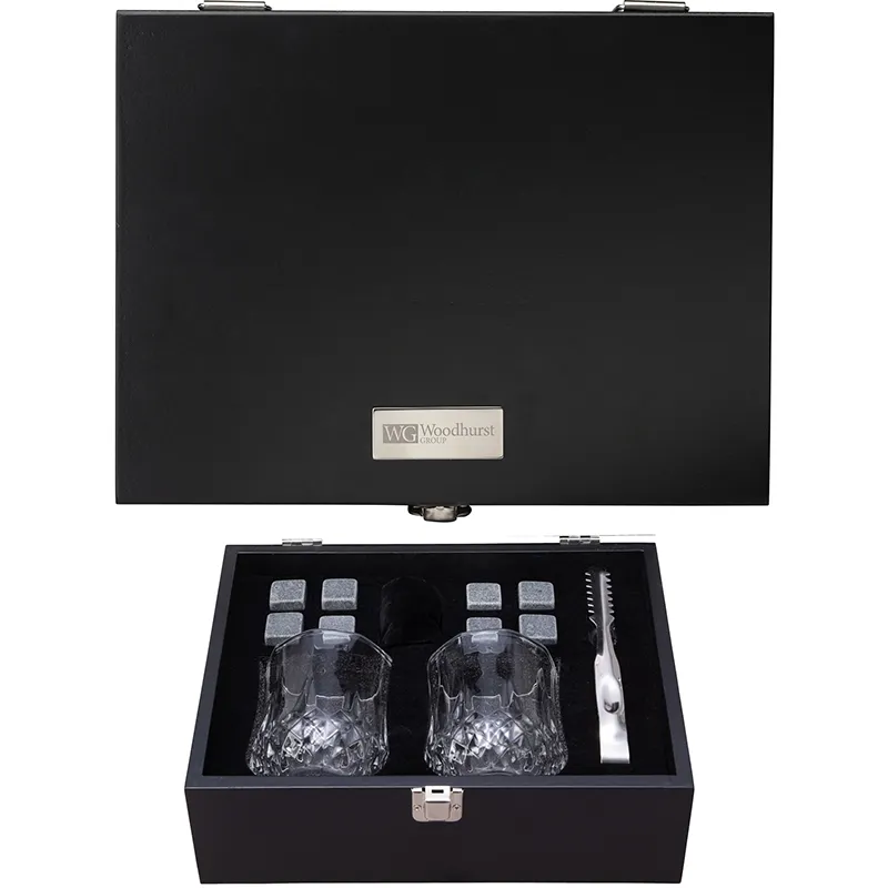Whiskey Set 14-Piece Crystal Glasses Stones - 9 3/4 in W