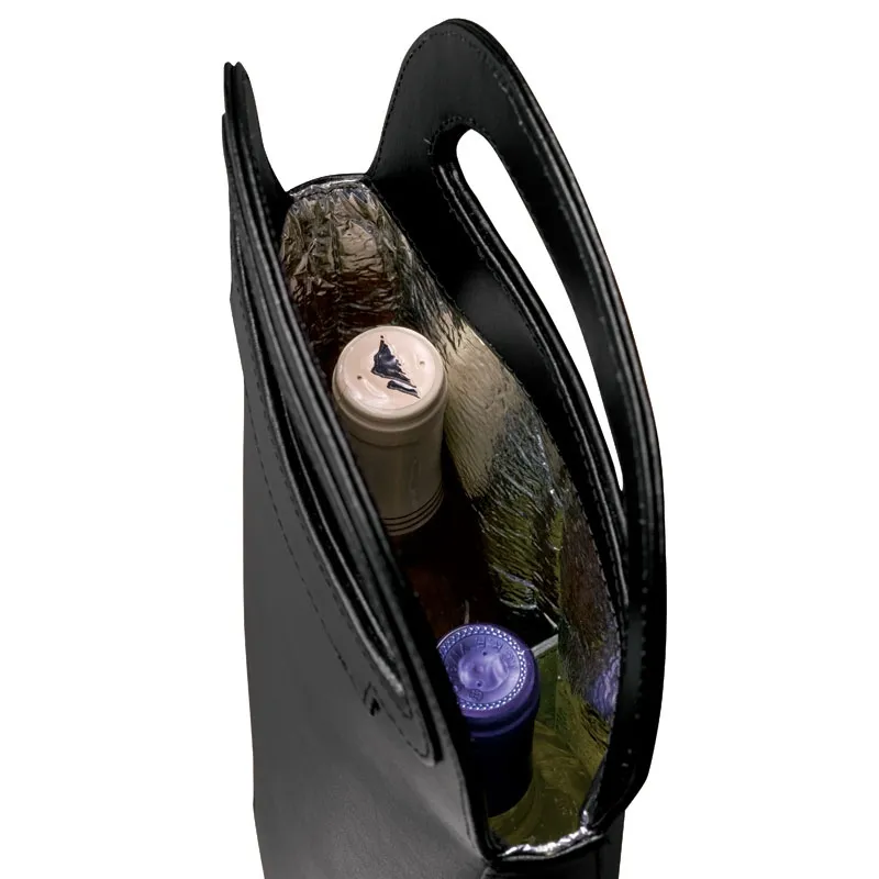 Leather Double Wine Carrier with Separator - product view 2