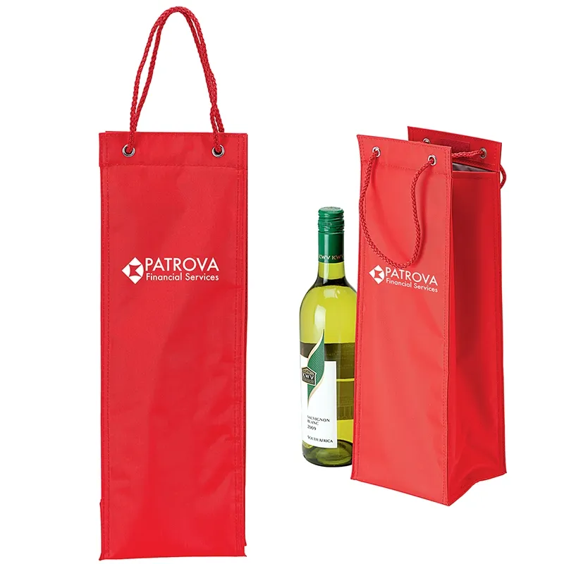 Insulated Wine Carrier with Rope Handles - 420D
