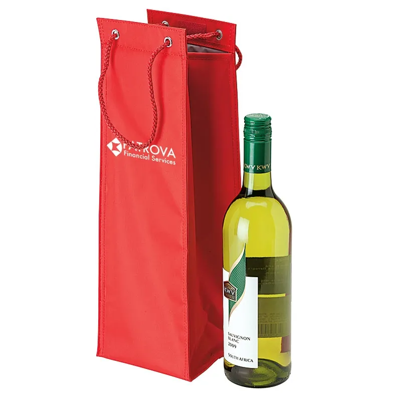 Insulated Wine Carrier with Rope Handles - 420D - product view 6
