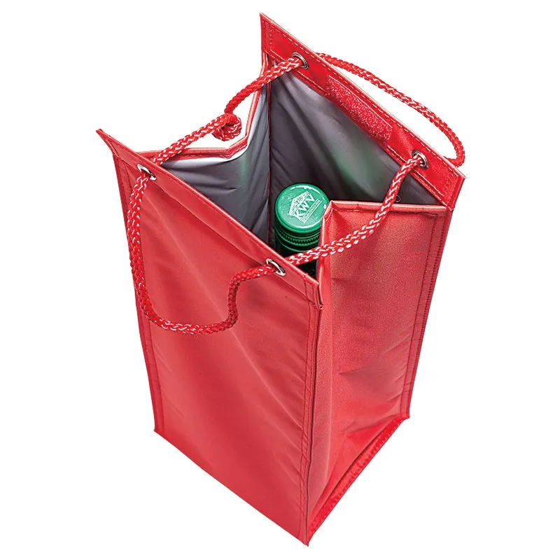 Insulated Wine Carrier with Rope Handles - 420D - product view 10