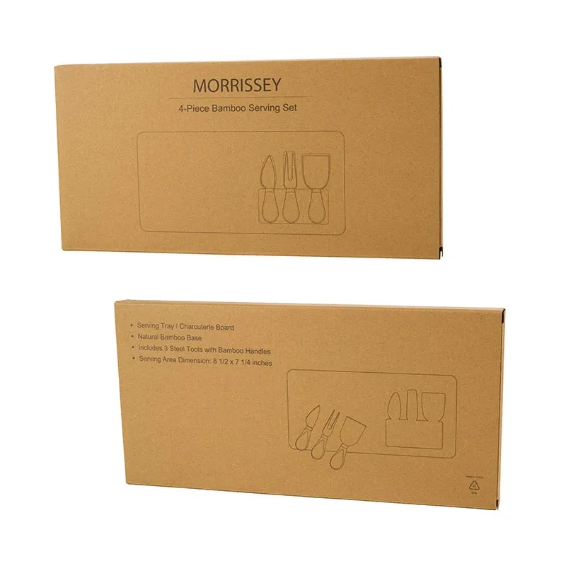 Cheese Board Set Bamboo with Steel Tools - 4 Piece - product view 4