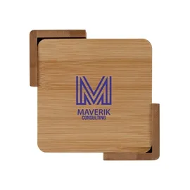 Brandon IV 4-Piece Bamboo Coaster Set - promotional product with custom logo