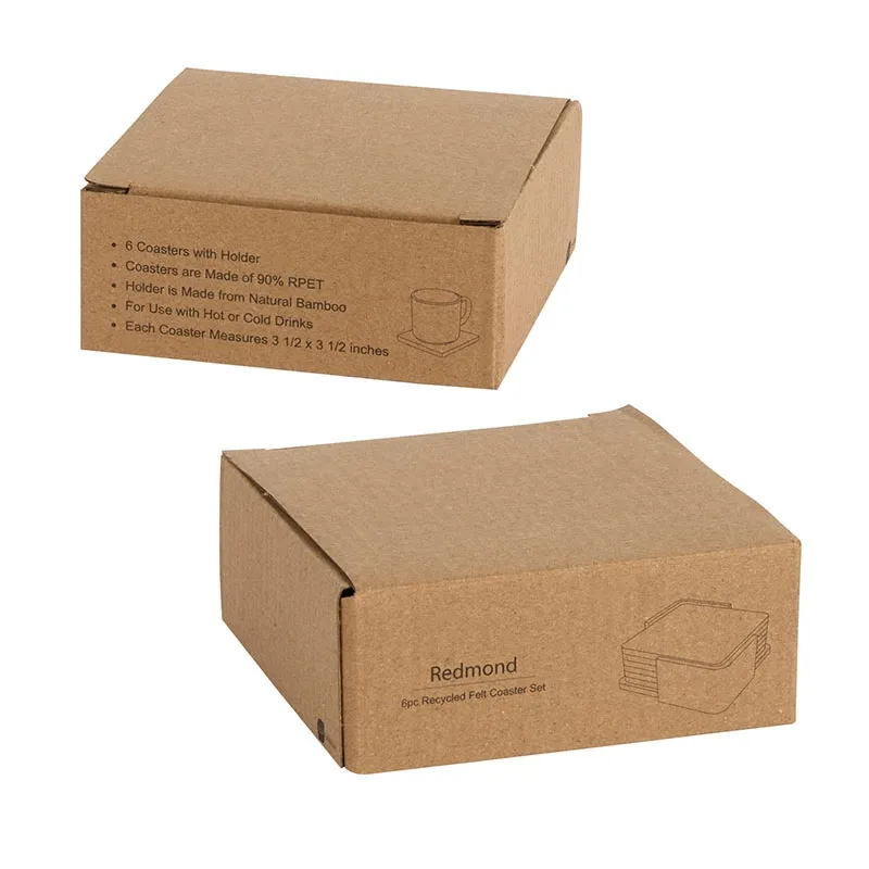 Coaster Set Recycled Felt with Bamboo Holder - 6 Piece - product view 5