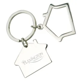 Keychain Metal House Shape Nickel Finish
