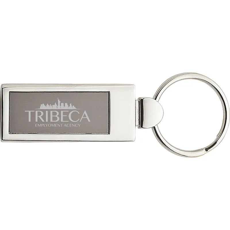 Custom Keychains Rectangular Brushed Aluminum - 3 1/8 in