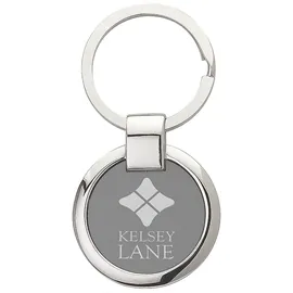 Custom Keychains Round Brushed Aluminum - 2 3/4 in