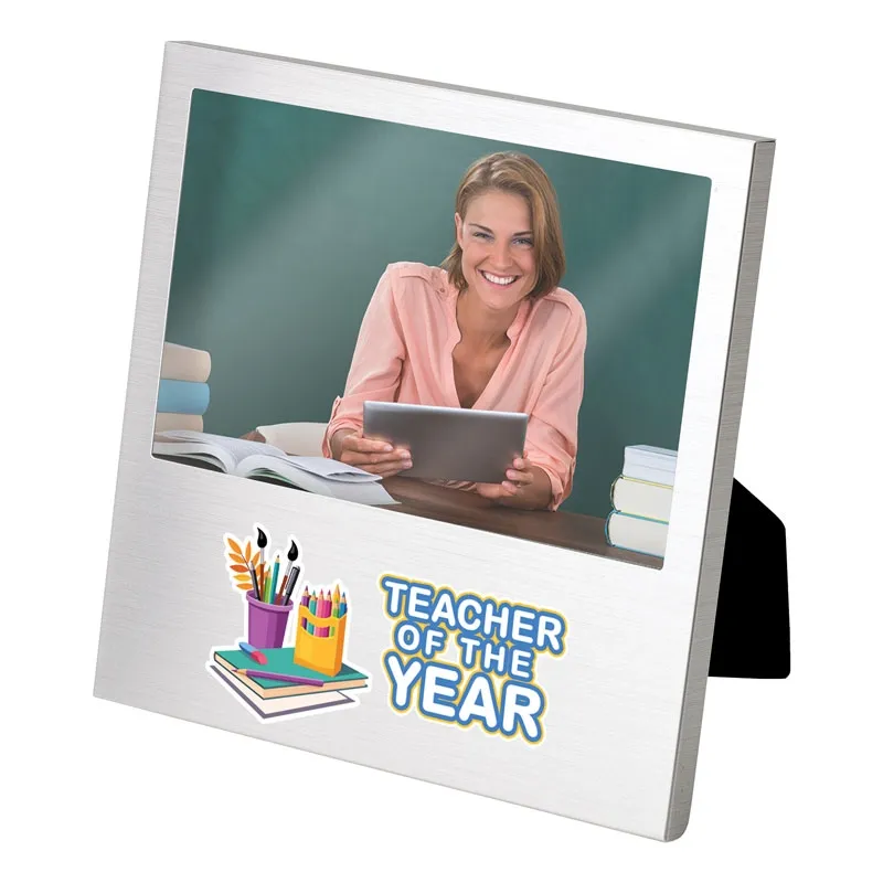 Photo Frame Brushed Aluminum Dropped Bottom - 6 x 4 in - product view 2