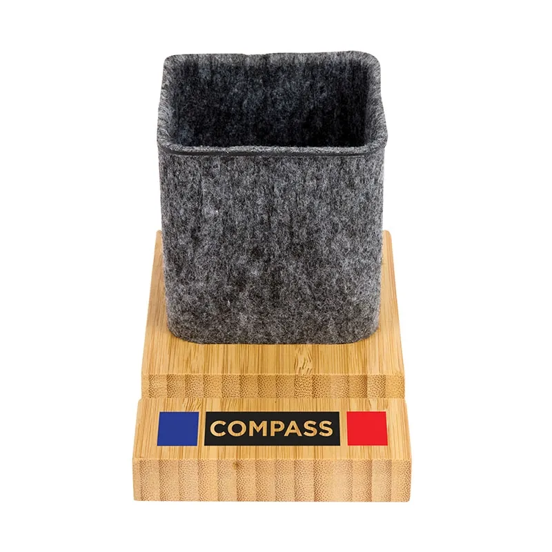 Desk Organizer Bamboo Base with Recycled Felt Cup