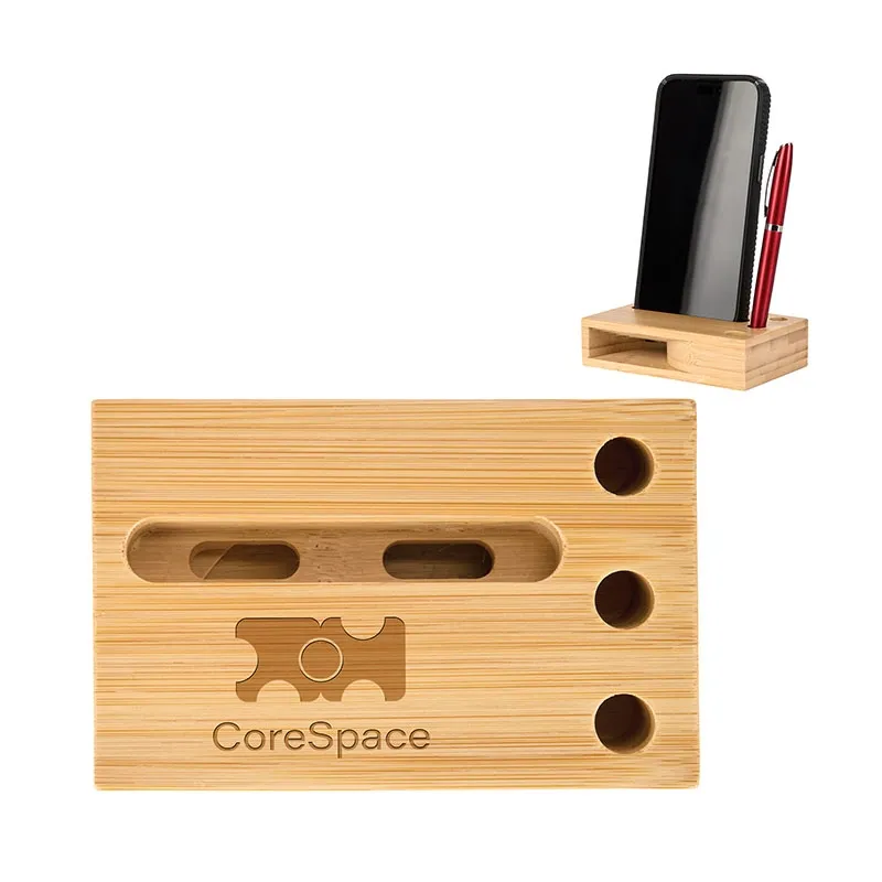Phone Stand Bamboo Sound Amplifier with Pen Holes - product view 6