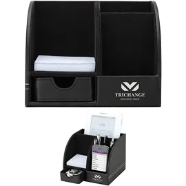Desk Organizer Leatherette with Phone Holder - 6.5 x 5.25 in