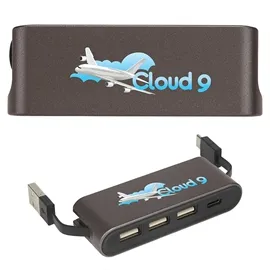 USB Hub 4-Port Type-C with Stow-Away Cables - 3.5 x 1.25 in