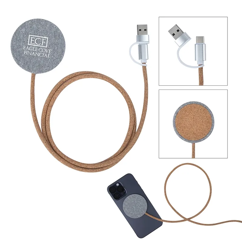 Wireless Charging Pad 10W RPET Cork - 2.4 x 2.4 in - product view 10