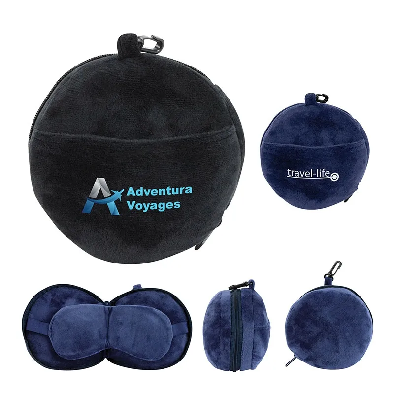 Travel Neck Pillow Built-In Sleep Mask - 6 x 6 in - product view 6