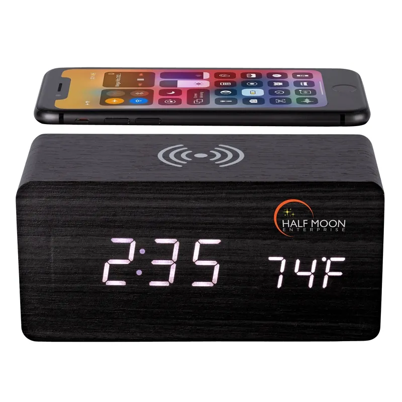 Wireless Charging Speaker Clock Wood 3W - 6 x 2.9 in - product view 4