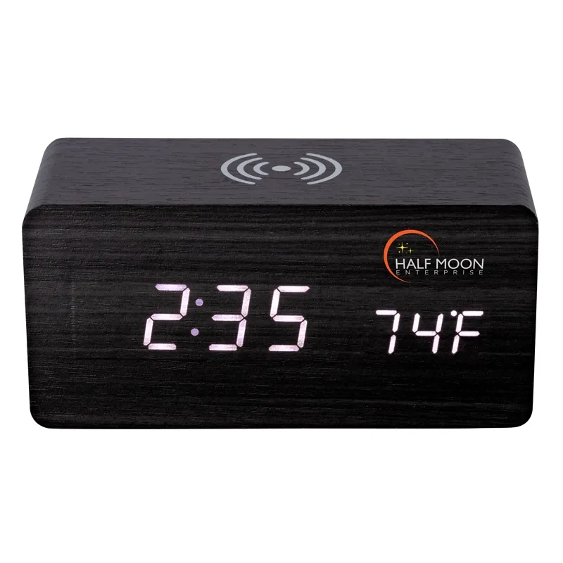 Wireless Charging Speaker Clock Wood 3W - 6 x 2.9 in - product view 5