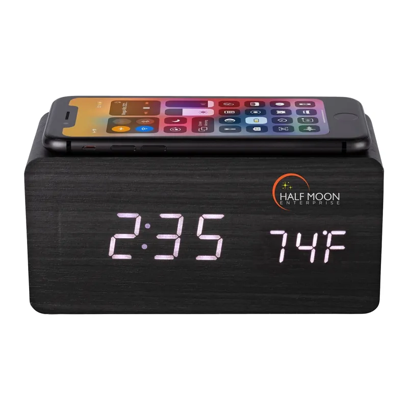 Wireless Charging Speaker Clock Wood 3W - 6 x 2.9 in - product view 8