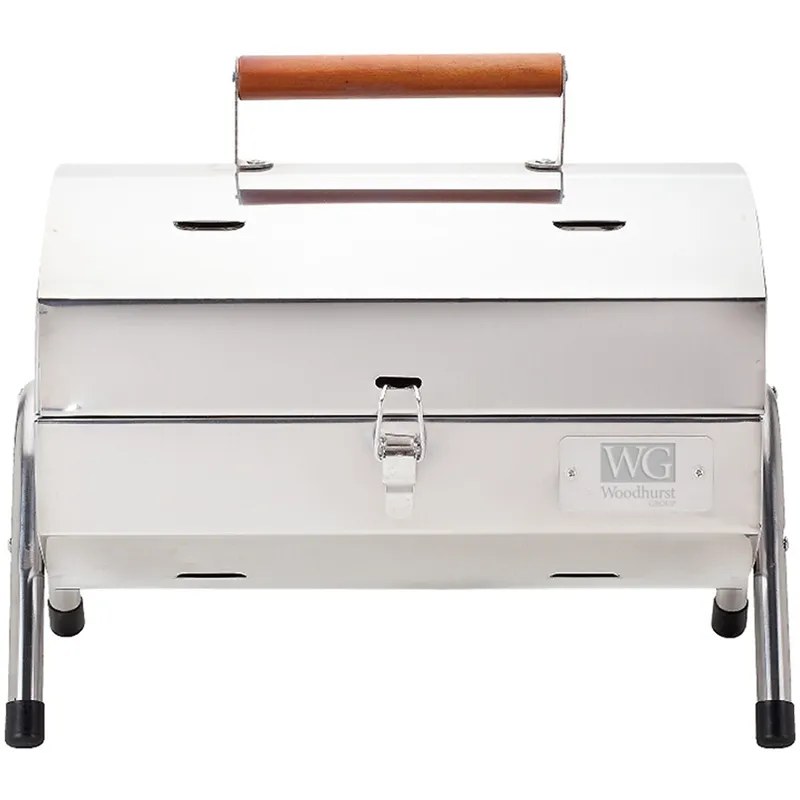 Portable BBQ Grill with Stainless Steel and Wood Handle