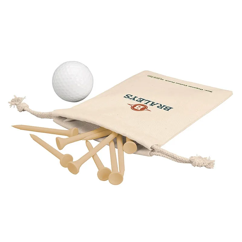 Golf Tee Set with Cotton Drawstring Bag - 20 Piece - product view 2