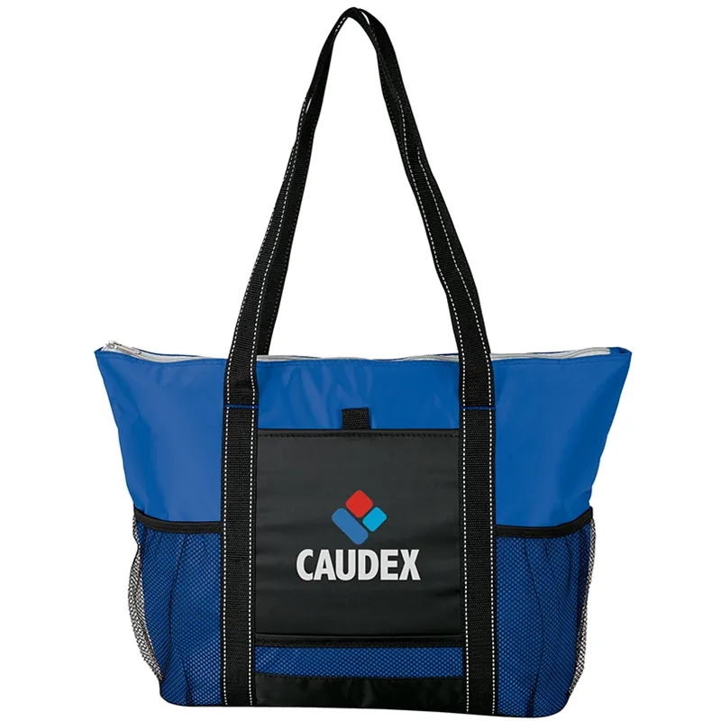 Cooler Tote Mesh Pockets PEVA Lined - 15 x 13 in