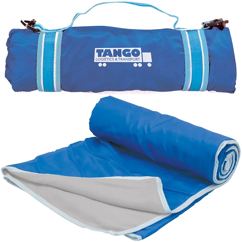 Picnic Blanket Roll-Up Fleece Shoulder Strap - 48 x 57 in