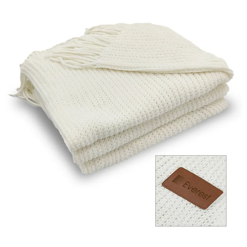 Throw Blanket Chenille RPET with Fringe - 67 x 51 in