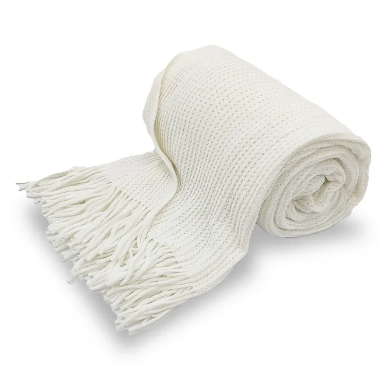 Throw Blanket Chenille RPET with Fringe - 67 x 51 in - product view 3