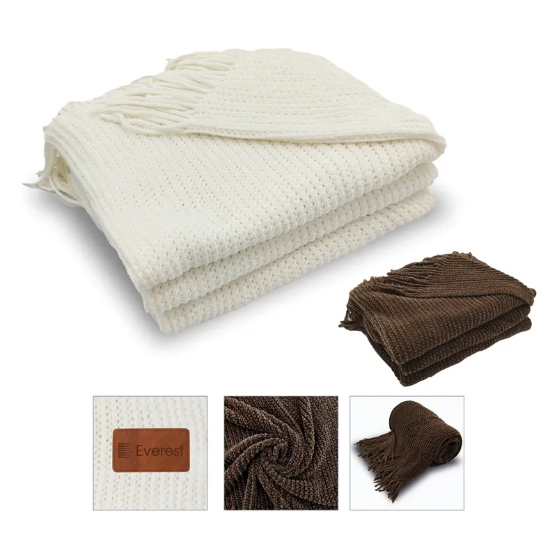 Throw Blanket Chenille RPET with Fringe - 67 x 51 in - product view 6