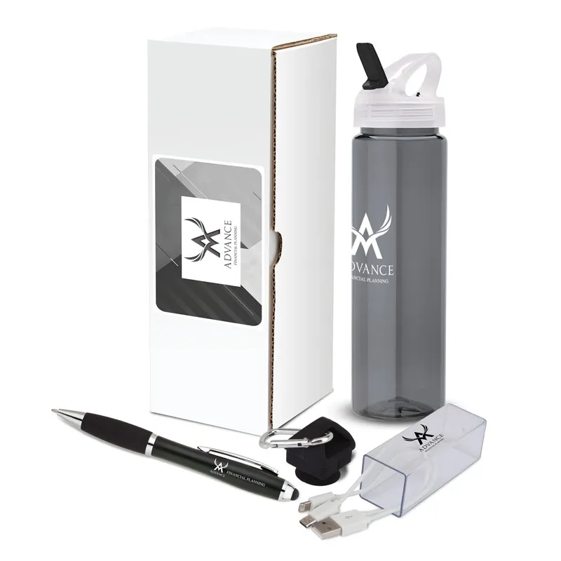 Trade Show Gift Set 3-Piece with Charging Cables - 25 oz