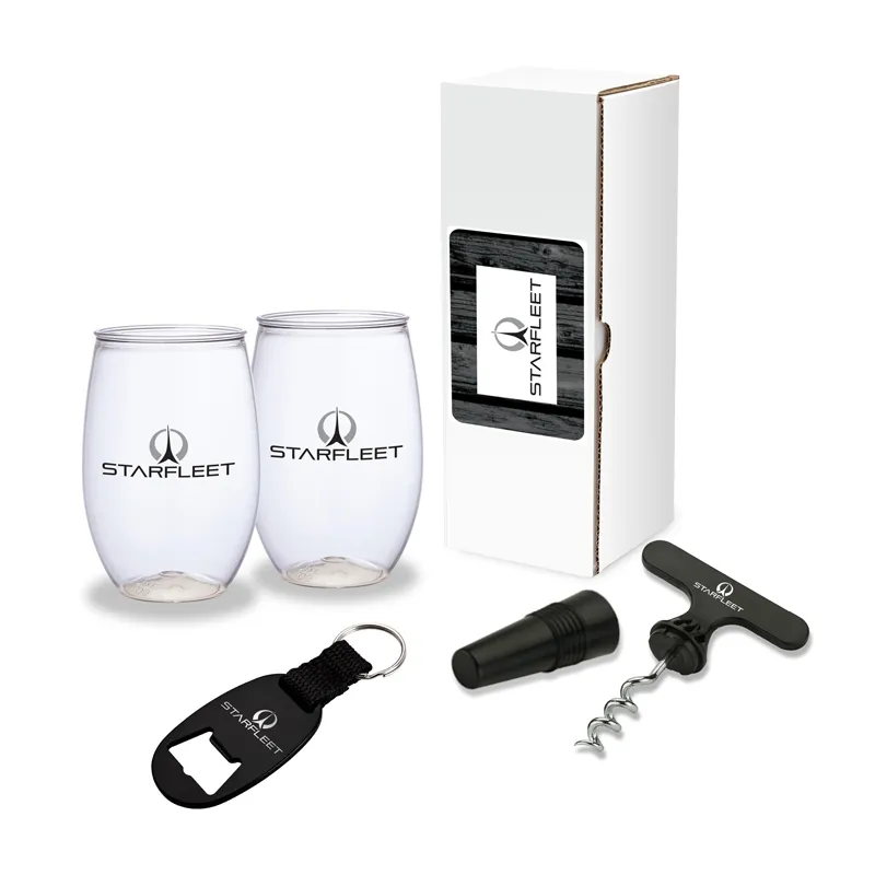 Gift Set 4-Piece Picnic with Wine Tumblers - 16 oz (2 Pack)