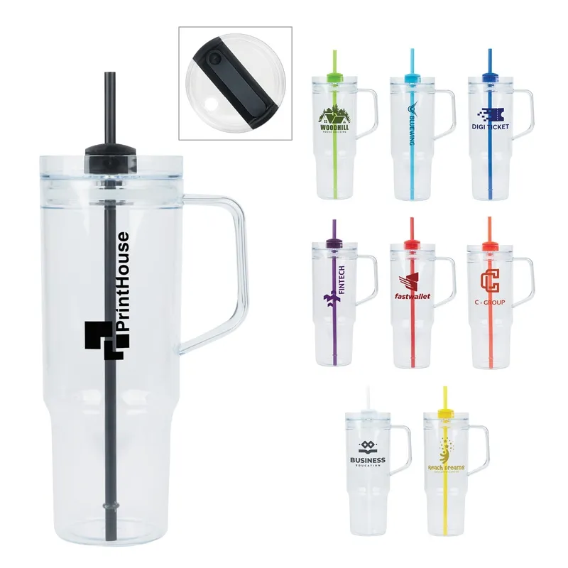 Travel Mug Clear AS Plastic Single Wall Straw - 40 oz - product view 7