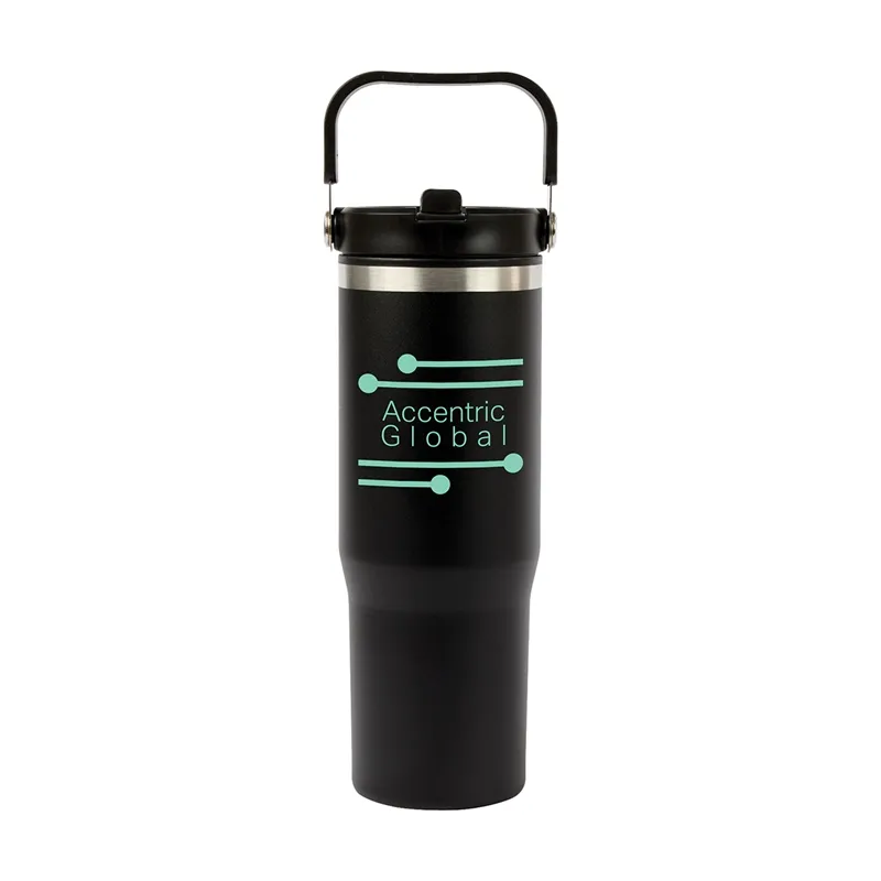 Insulated Water Bottle Steel with Flip Straw - 30 oz