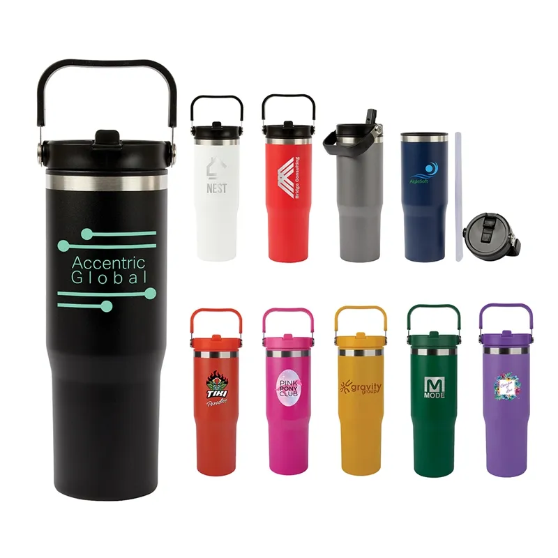 Insulated Water Bottle Steel with Flip Straw - 30 oz - product view 5