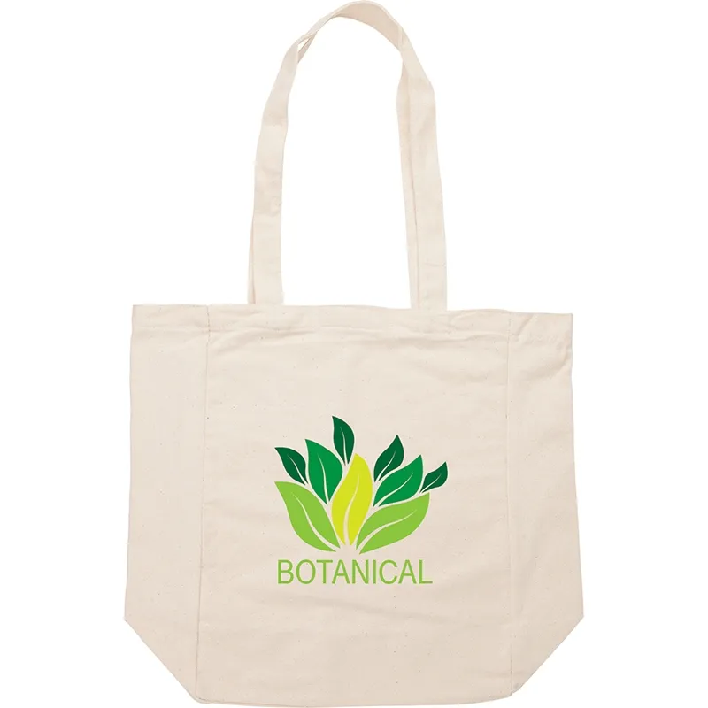 Custom Tote Bag Canvas Natural Gusseted Hook Loop - 10.25 x 14 in