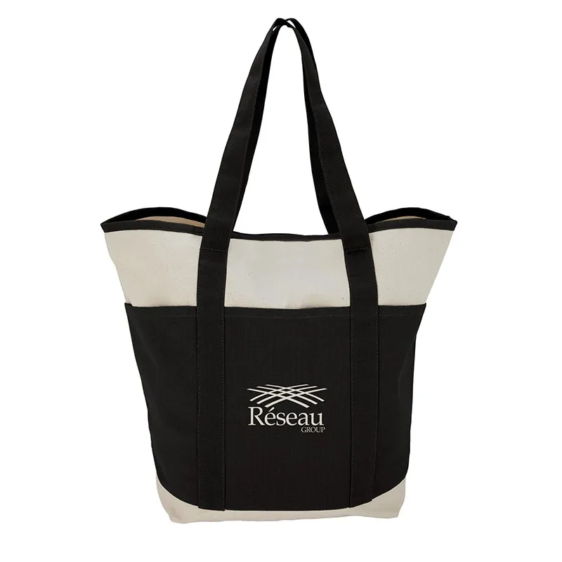 Custom Tote Bag Canvas Multi-Pocket Zippered Pouch - 11 x 15 in