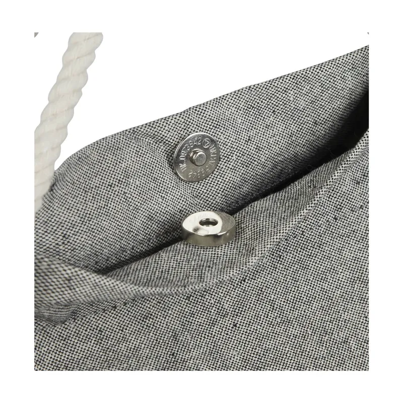 Custom Tote Bag Recycled Cotton Melange Snap Button - 14.5 x 15.5 in - product view 4