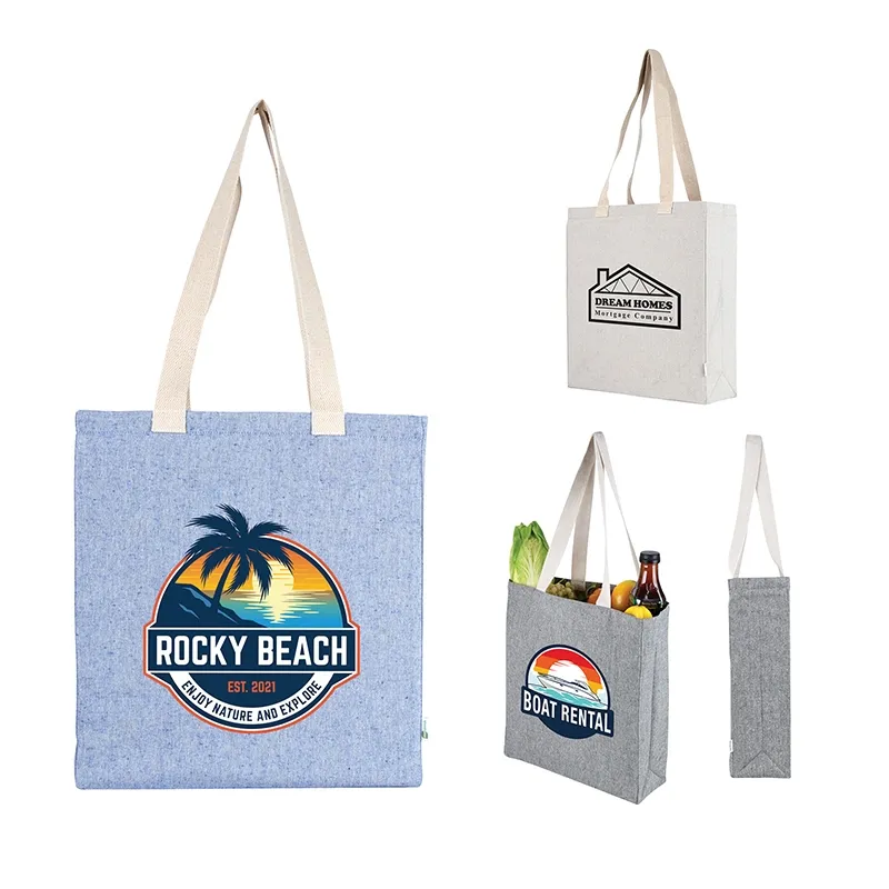 Custom Tote Bag Recycled Cotton Convention Gusseted - 13.6 x 14.75 in - product view 5