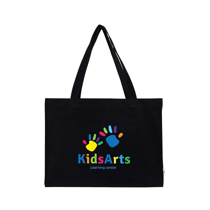 Custom Tote Bag Recycled Cotton Shopper Wide Gusset - 19.5 x 14.5 in