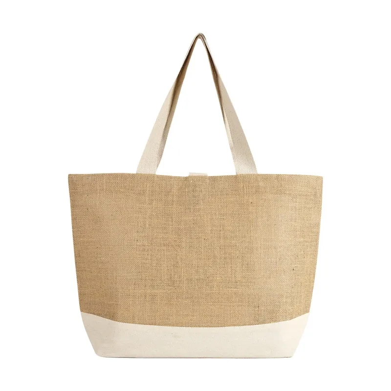 Custom Tote Bag Jute Cotton Shopper Button Closure - 13.75 x 13.4 in - product view 4