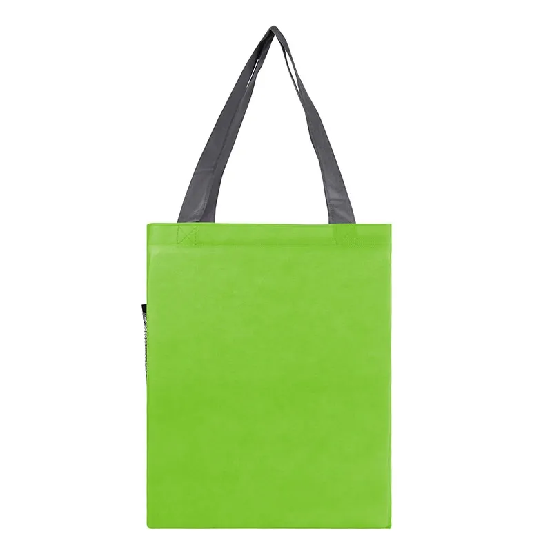 Custom Tote Bag Tri-Tone with Mesh Bottle Pocket - 15.75 x 14.5 in - product view 4