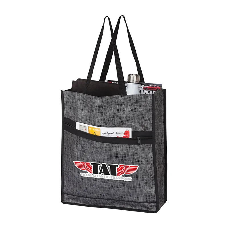 Custom Tote Bag Printed Non-Woven with Zip Pocket - 13.5 x 16 in - product view 3
