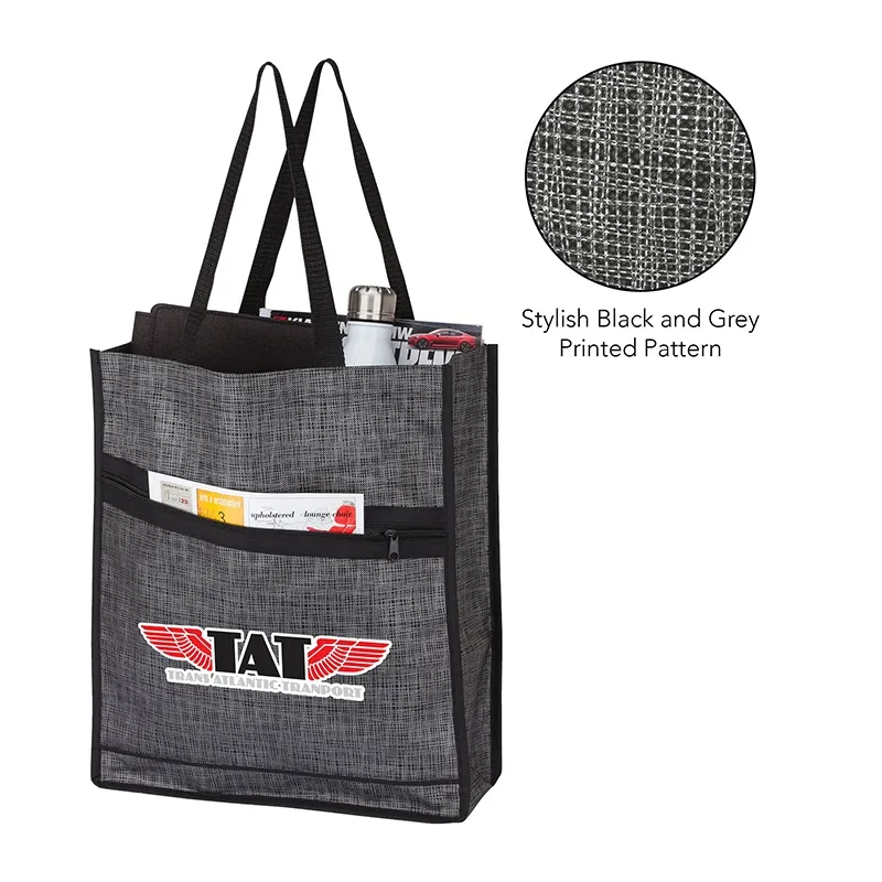 Custom Tote Bag Printed Non-Woven with Zip Pocket - 13.5 x 16 in - product view 4